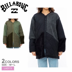 ビラボン アウター レディース ミックスファブリックノーカラージャケット ブラック 黒 グレー グリーン 緑 BILLABONG BD014761 ファー 