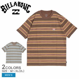 【ゆうパケット可】ビラボン 半袖Tシャツ メンズ VINTAGE STRIPE BOARDER ブラウン 茶 グリーン 緑 BILLABONG BE01A302 トップス おしゃ