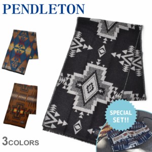 ペンドルトン マフラー ジャガード スカーフ ブラック 黒 PENDLETON GR640 ストール ブランド ブランケット 総柄 幾何学模様 おしゃれ ブ