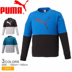 プーマ スウェット キッズ ジュニア 子供 スウェットクルー ブルー 青 ブラック 黒 グリーン 緑 グレー PUMA 674125 男の子 女の子 子ど