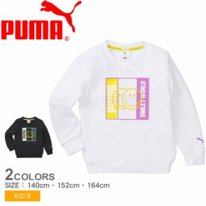 プーマ スウェット キッズ ジュニア 子供 クルースウェット TR ブラック 黒 ホワイト 白 PUMA 670352 SMILEY WORLD 男の子 女の子 子ども