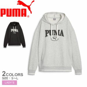 プーマ パーカー レディース PUMA SQUAD フーディー 裏起毛 ブラック 黒 グレー PUMA 623332 ウエア フーディ スウェット スエット トレ