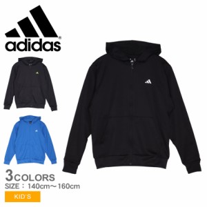 アディダス パーカー キッズ ジュニア 子供 U TRAIN ESS スウェットFZフーディ ブラック 黒 ブルー 青 ADIDAS IKS28 ウェア アウター 羽