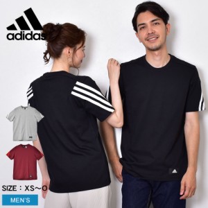 アディダス 半袖Tシャツ メンズ FI 3ストライプス Tシャツ レッド 赤 グレー ADIDAS CO093 トップス ブランド スポーツ 半袖 カジュアル 