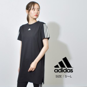 アディダス ワンピース レディース エッセンシャルズ ルーズ スリーストライプス ワンピース ブラック 黒 ADIDAS ISB13 ウエア トップス 