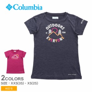 コロンビア 半袖Tシャツ キッズ ジュニア 子供 ミッションピークショートスリーブグラフィックシャツ ネイビー ピンク COLUMBIA AG0135 T