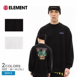 エレメント トレーナー メンズ HIROTTON LEOPARD CREW トレーナー ブラック 黒 ホワイト 白 ELEMENT BD022024 トップス 長袖 オーバーサ