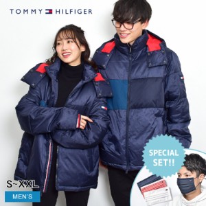 トミーヒルフィガー ダウンジャケット メンズ エッセンシャル モノグラム パファー ジャケット ネイビー 紺 マルチカラー TOMMY HILFIGER