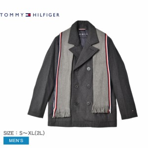 トミーヒルフィガー ピーコート メンズ ウール メルトン クラシック ピーコート グレー TOMMY HILFIGER 150AP550 アウター 上着 Pコート 