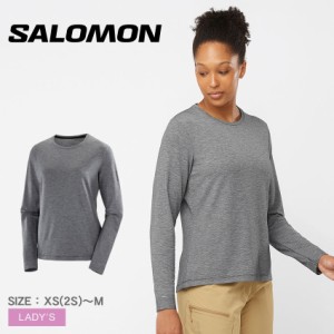 サロモン 長袖Tシャツ レディース SNTIAL TENCEL LS TEE ブラック 黒 グレー SALOMON LC2007900 トップス クルーネック 長袖 スポーティ 