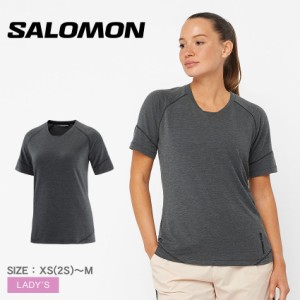 サロモン 半袖Tシャツ レディース ランライフ Tシャツ ブラック 黒 SALOMON LC2026300 トップス クルーネック 半袖 スポーティ 軽量 スポ