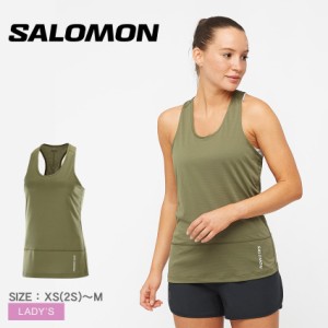 サロモン タンクトップ レディース クロスラン タンク カーキ グリーン SALOMON LC2047000 トップス クルーネック ノースリーブ スポーテ