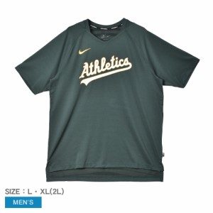 ナイキ 半袖Tシャツ メンズ Dri-Fit Pregame Top Short Sleeve Tee グリーン 緑 NIKE NACS-3EY ウエア トップス オークランド・アスレチ