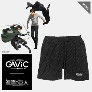 進撃の巨人コラボ パンツ メンズ トレーニングショートパンツ ガビック ブラック 黒 GAVIC GA4503 ボトムス ズボン 半ズボン ウェア ロゴ