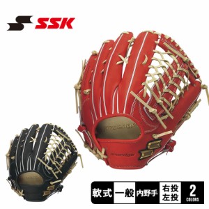 エスエスケイ グローブ レディース メンズ 軟式プロエッジ内野手用 ブラック 黒 レッド 赤 SSK PEN8749S22F 野球 ベースボール 軟式 本革