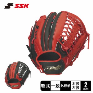 エスエスケイ グローブ 大人 一般 ユニセックス 軟式 スーパーソフト 外野手用 ブラック 黒 レッド 赤 SSK SGSC117523 野球 ベースボール