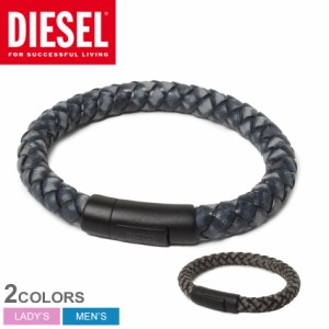 ディーゼル ブレスレット A LEXANDER BRACELET ブラック 黒 グレー DIESEL X09428 P0770 アクセ アクセサリー レザー 本革 ブランド おし