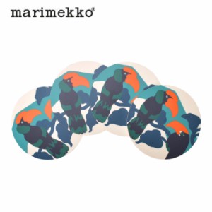 【ゆうパケット可】マリメッコ コースター PEPE コースターセット グリーン 緑 オレンジ MARIMEKKO 71551 総柄 北欧 雑貨 フィンランド 