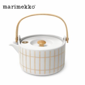 マリメッコ ポット Tiiliskivi ティーポット ホワイト 白 ゴールド MARIMEKKO 72862 北欧 雑貨 陶磁器 蓋付き インテリア キッチン用品 