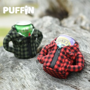 パフィンクーラーズ ボトルホルダー BEVERAGE FLANNEL レッド 赤 緑 グリーン PUFFINCOOLERS 雑貨 ブランド アウトドア レジャー キャン