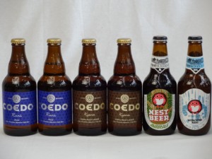 クラフトビールパーティ6本セット コエドKyara333ml×2本　コエドRuri333ml×2本 常陸野ネストアンバーエール330ml 常陸野ネストホワイト