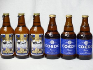 クラフトビールパーティ6本セット　金しゃちピルスナー330ml×3本　コエドRuri333ml×3本