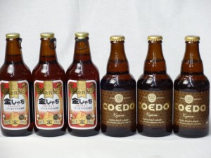 クラフトビールパーティ6本セット　金しゃちアルト330ml×3本　コエドKyara333ml×3本