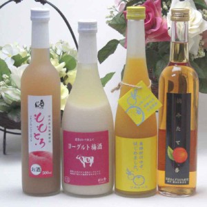 果実酒4本セット ヨーグルト梅酒(福岡県)×ゆず梅酒(福岡県)×ももとろリキュール(福島県)×紀州産梅酒(鹿児島県)(鹿児島県) 500ml×3本 