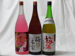 こんな梅酒福袋が欲しかったぁ　飲み比べ3本セット(中埜酒造 ローズ梅酒 中埜酒造 おばあちゃんの梅酒 小正の梅酒) 1800ml×3本