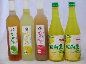 フルーツバラエティリキュールセット5本 (うめとろ ももとろ ゆずとろ 日向夏×2本) 500ml×5本 