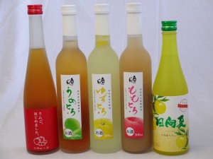 フルーツバラエティリキュールセット5本 (りんご梅酒 うめとろ ももとろ ゆずとろ日向夏) 500ml×5本 