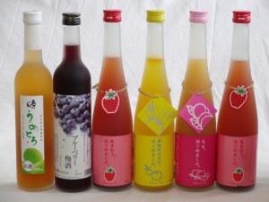 果実リキュール6本セット 紀州産 南高梅使用ブルーベリー梅酒 500ml（和歌山）・梅リキュール うめとろ500ｍｌ 7％奥の松酒造(福島県) ・