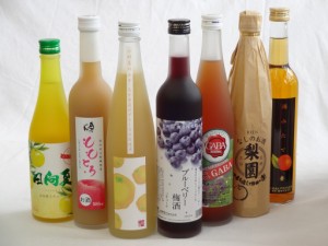 果実リキュール7本セット 紀州産 南高梅使用ブルーベリー梅酒 500ml（和歌山）・高千穂酒造 宮崎産日向夏みかん使用 日向夏