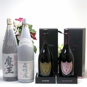 セレクションSAKE史上最強福袋4本セット(芋焼酎魔王1800ml 芋焼酎森伊蔵1800ml ドンペリニヨン　ギフト箱付　白 正規輸入品750ml ドン　