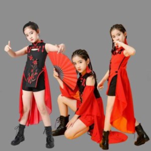供中国風ダンス衣装 チャイナドレス 女の子 チャイナ服中華舞台ステージ衣装 上下セットアップ 学園祭 発表会 中華風 古典 ダンス 衣装