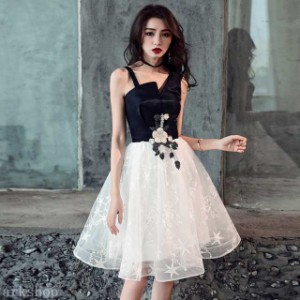 韓国 パーティードレス 黒 ミニドレス フレアスカート チュールドレス 結婚式 お呼ばれドレス 20代 パーティードレス 大きいサイズ