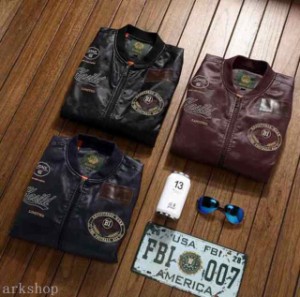 レザージャケット メンズ ライダースジャケット バイク用 刺繍 革ジャン アウター ブルゾン シングル PUジャケット