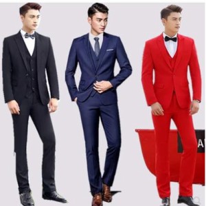 メンズファッション 3点セット メンズスーツ ビジネス セットアップ フォーマルスーツ リクルートスーツ ３カラー　ネイビー黒赤