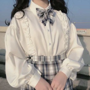 シャツ　ロリータ スカラップ コスプレ ゴスロリ 衣装 ロリータ アニメ　長袖　ホワイト cosplay lolita 大きいサイズ 森ガール ゴシッ