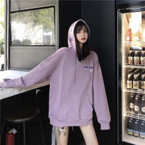 パーカーバックプリントプルオーバー レディース トップス フード トレーナー Tシャツ ラグランスリーブ ロゴ バックプリント カジュアル