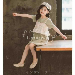 子供服 セットアップ 夏 韓国子供服 女の子 ジュニア キッズ 上下セット 2点セット ワンピース キャミ 薄手 可愛い おしゃれ 通学着 通園