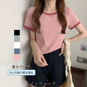 tシャツ 半袖 細身 着痩せ 定番 韓国風 アウトドア おしゃれ 女性用 シンプル 部屋着 通学 通