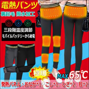 電熱パンツ ヒーター付き インナーパンツ 6つヒーター バッテリー給電 スキニーパンツ レディース ロングパンツ 裏起毛 ストレッチ