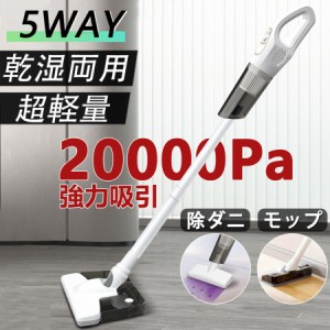 掃除機 コードレス 多機能 5WAY 強力吸引 20000pa 乾湿両用 充電式 サイクロン 軽量 モップ ダニ駆除 スティック型 ハンディー クリーナ