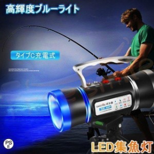 LEDライト 夜釣り 集魚灯 ブルーライト ポータブル 夜間作業 POWER LIGHT 屋外用 釣り 懐中電灯 投光器 フィッシングライト 高