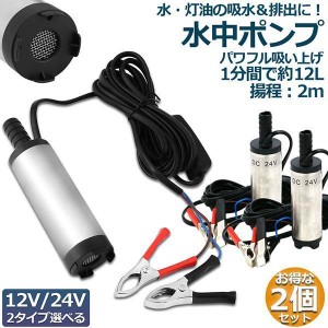 水中ポンプ 12V 24V 小型 2個セット ウォーターポンプ 12L/min バッテリークランプ 電動 ポンプ ケーブル 3ｍ スイッチ式 強力 給油 給水