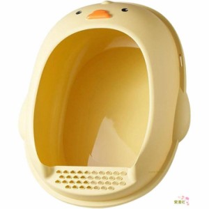 猫用トイレボックス 45.5×36×11cm アヒルの形 取り外し可能なデザイン ポータブル 猫用トイレパン 猫用便器 猫用トイレ 猫用品