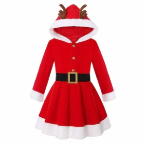 子供 サンタ衣装 サンタドレス ベルト付き サンタ帽子 クリスマス衣装 ファー 子供服 女の子 ワンピース サンタクロース キッズ クリスマ