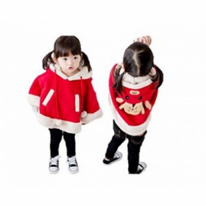 子供服 キッズ サンタ ポンチョ 子供 サンタクロース アウター クリスマス衣装 フード付き 女の子