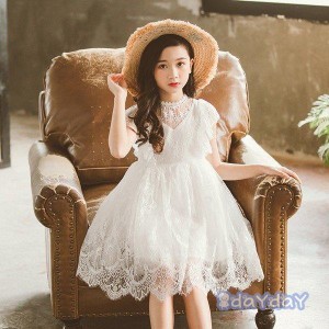 子供服 ワンピース キッズ 子供ドレス dress 子供服 女の子 夏 半袖 膝丈 レースワンピ 結婚式 発表会 ピアノ おしゃれ 可愛い 通学着 通